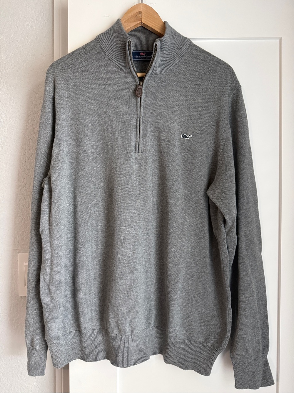 Vineyard Vines Men L Saltwater Quarter Zip Gray Knit Pullover Sweater Large